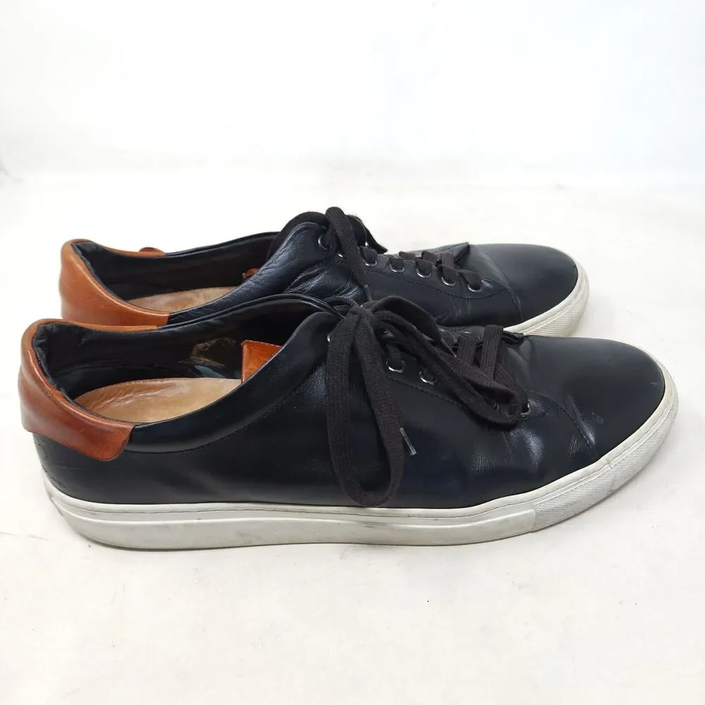 Good Man Brand Mens Sneakers Legend Black Leather Shoes Russell Wilson Italy 12 - Picture 2 of 11